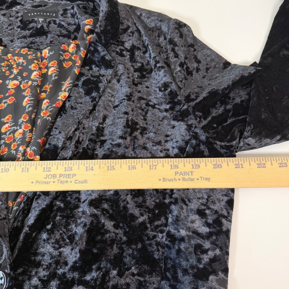 Sanctuary Crushed Velvet Whimsygoth Blazer Floral Lining Relaxed Dark Romantic - Picture 7 of 9